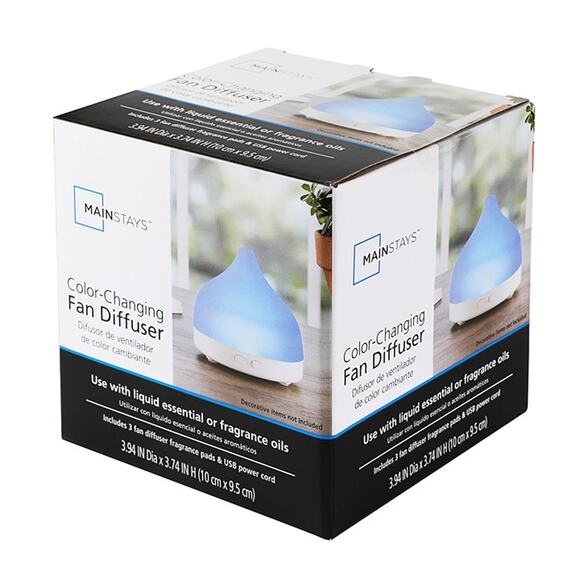 Mainstays Color-Changing Fan Diffuser, Compact Teardrop Shaped Aromatherapy - Picture 5 of 6